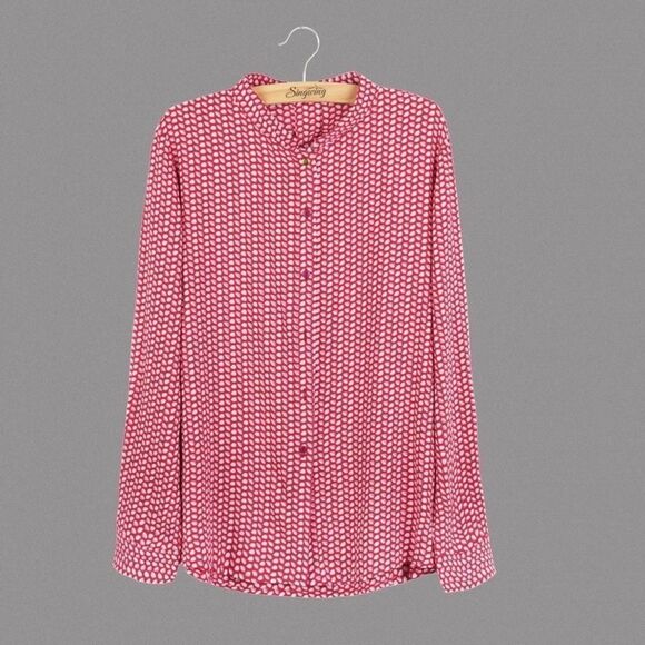 -Women's Mandarin Collar Long Sleeve Button Down Top NWOT - Picture 3 of 5